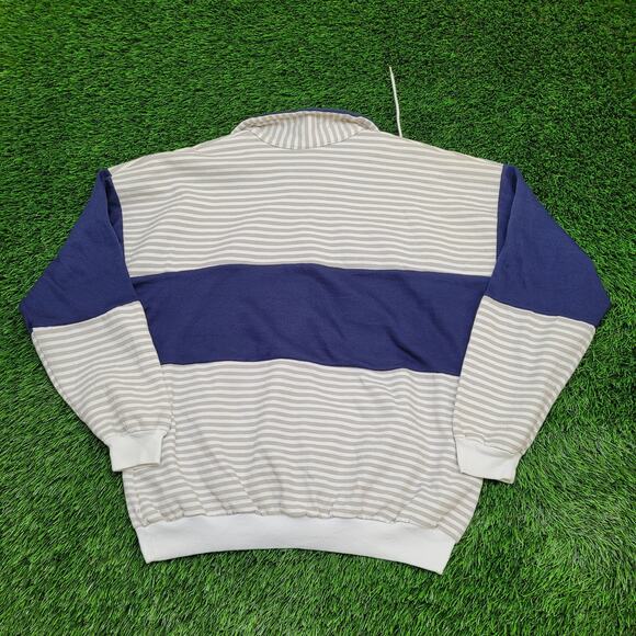 Vintage 90s Seattle Stripes Sweatshirt Large 22x26 Beige USA - Picture 2 of 15